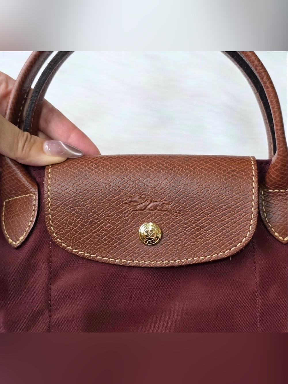 Longchamp Burgundy small Top-Handle Tote - Picture 5 of 5